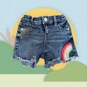 Cat and Jack Rainbow Denim Shorts Girls XS 4/5